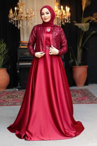 Robe Neva Style avec détails de veste supérieure dans une jolie couleur bordeaux